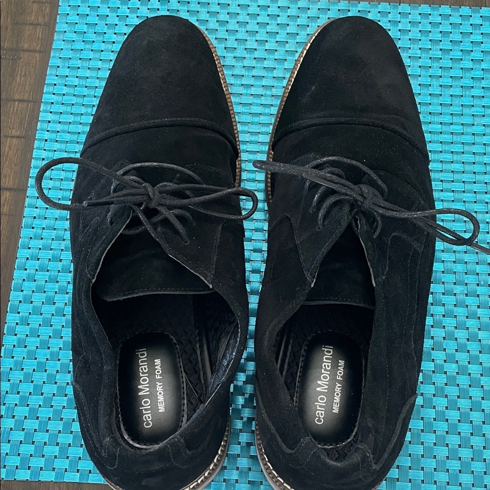 carlo Morandi Black Suede Oxfords